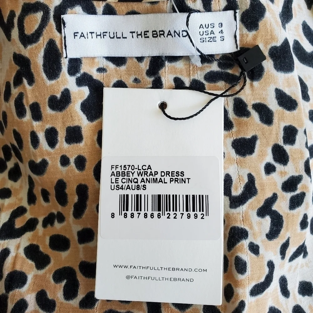 Faithfull The Brand Abbey Wrap Le Cinq Animal Print Midi Dress NWT Size 4/Small